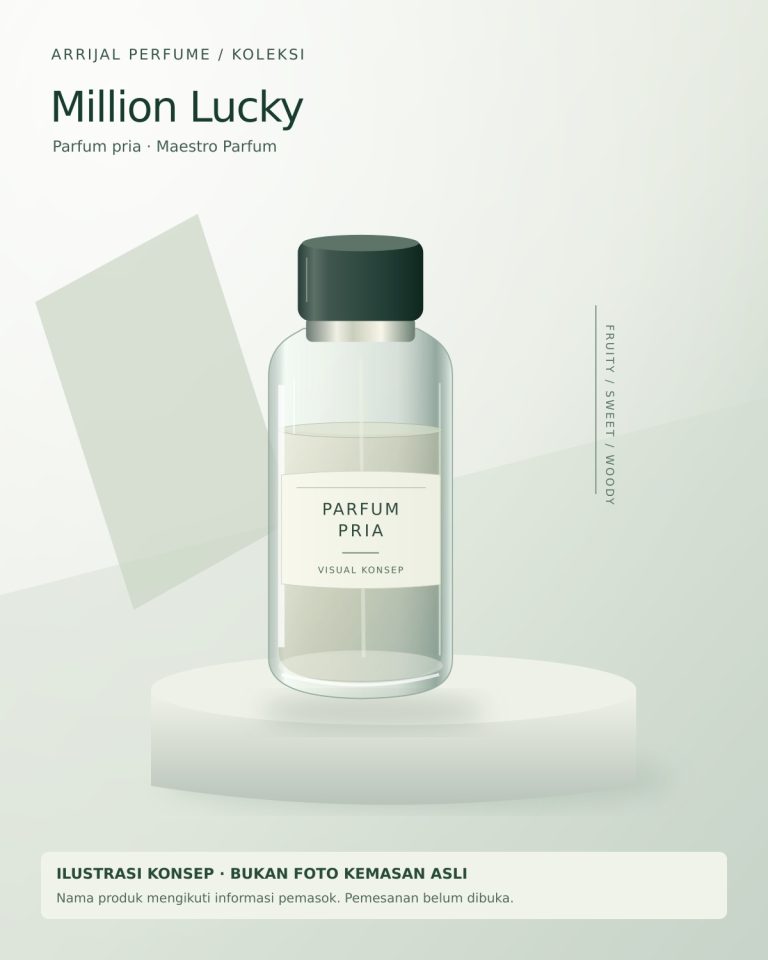 Ilustrasi editorial Million Lucky dari Maestro Parfum; bukan foto kemasan asli